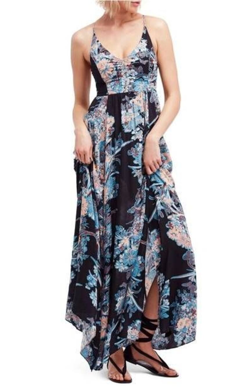Free People Through The Vine Maxi Dress In Carbon